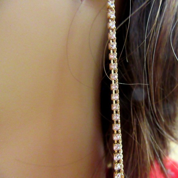 Pearl & rhinestone dangling & hoop earrings - 2 pr - Picture 4 of 11